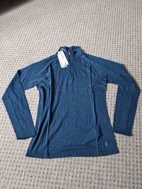Smartwool Women's Teal Long Sleeve 1/4 Zip Base Layer